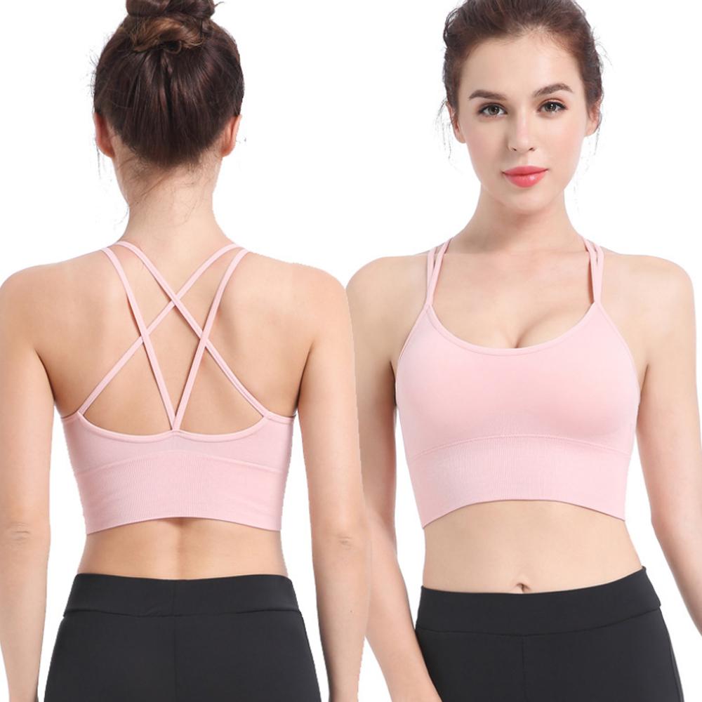 Sport Bras Cross Back Padded Cross Cropped Bras for Yoga Fitness