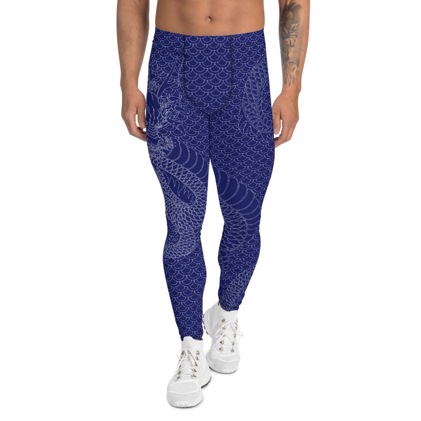 Dragon Leggings for Men Navy Blue