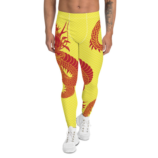 Red Dragon Yellow Leggings for Men