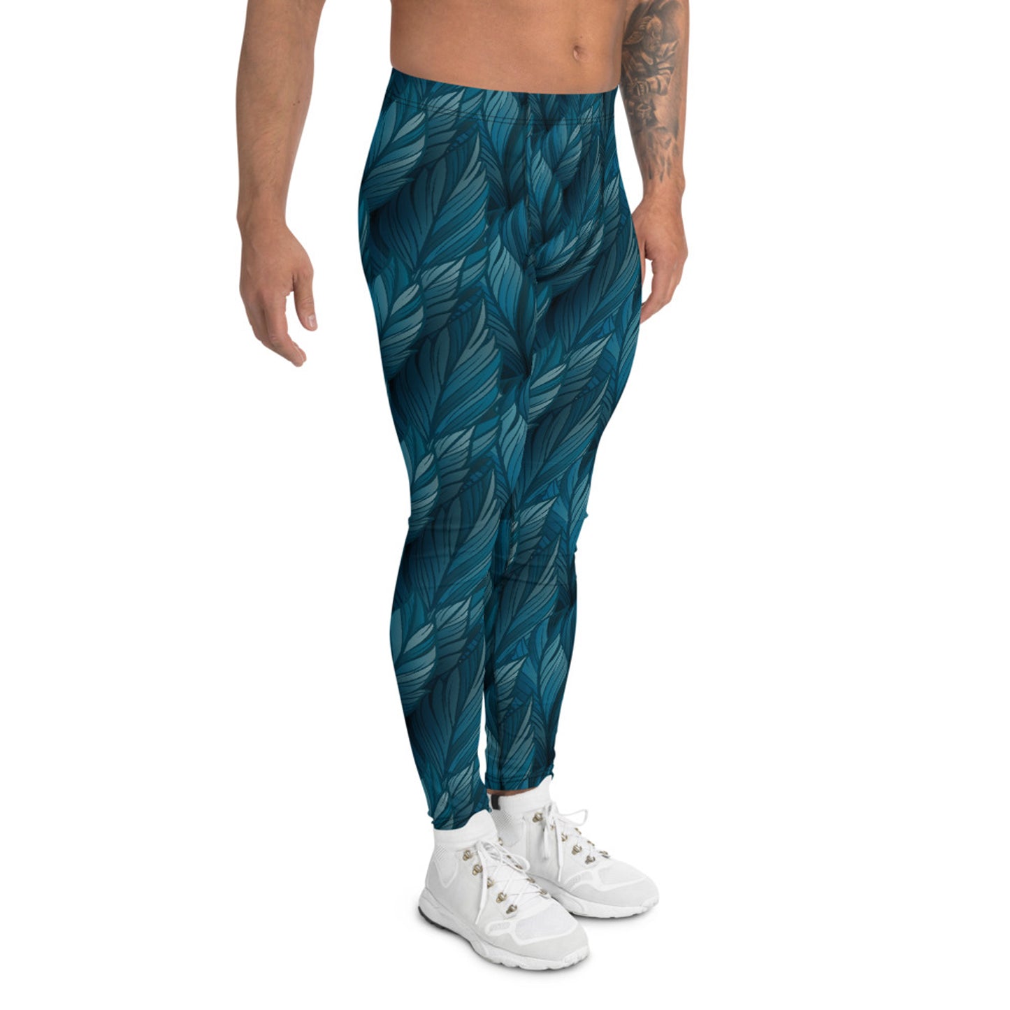 Teal Feather Leggings for Men