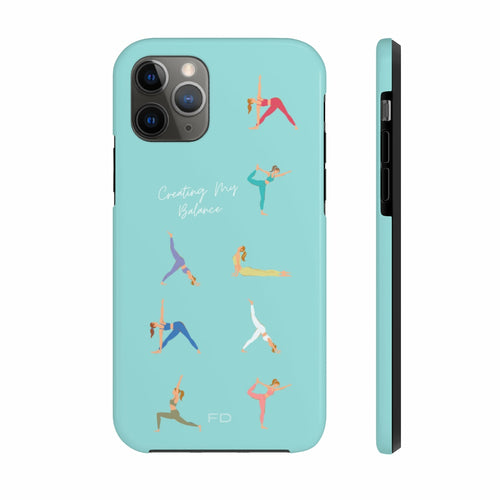 Yoga Poses Blue Tough Case for iPhone with Wireless Charging