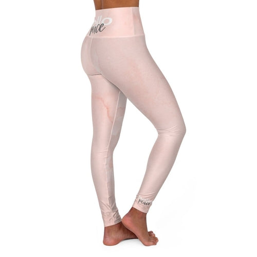 Womens High-waist Fitness Legging Yoga Pants - Pink Peach Marble